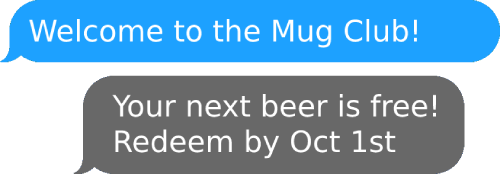 Brewery Mug Club SMS Example